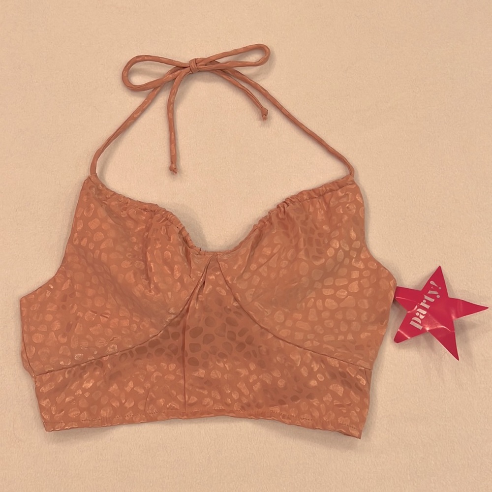 Dizzy Lizzy Peach Halter Crop Top NEW